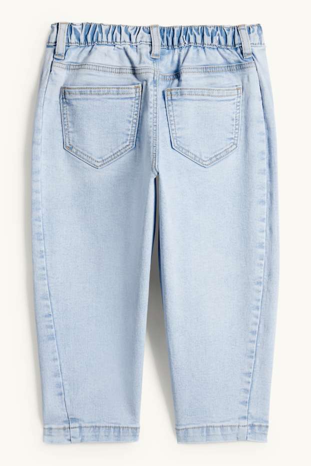 Enfants filles - Papillon - barrel jean - effet brillant - jean bleu clair