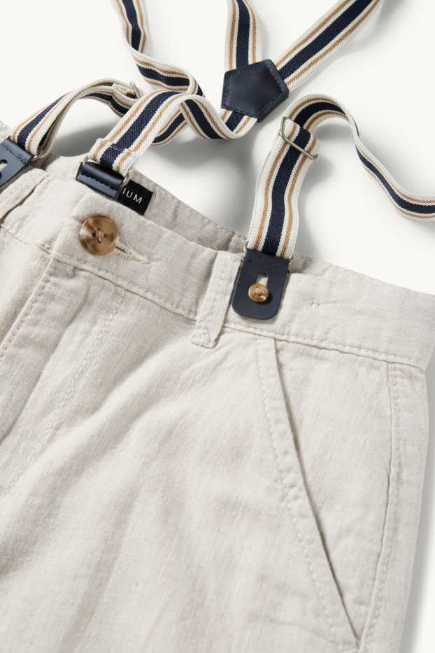 Děti - chlapci - Bermudy se šlemi a lněným podílem - světle béžová