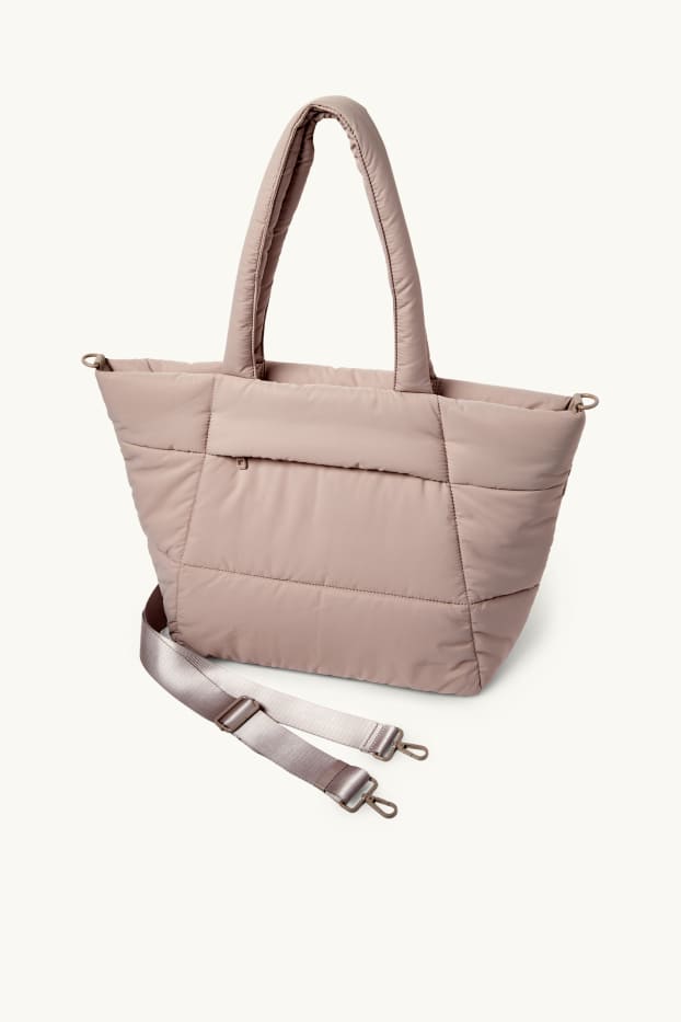 Dames - Grote shopper met afneembare draagriem - taupe