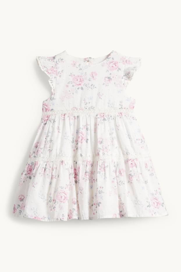 Baby Mädchen - Blümchen - Baby-Kleid - zartrosa