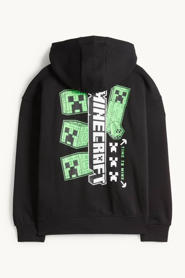 Děti - chlapci - Minecraft - tepláková bunda s kapucí - černá