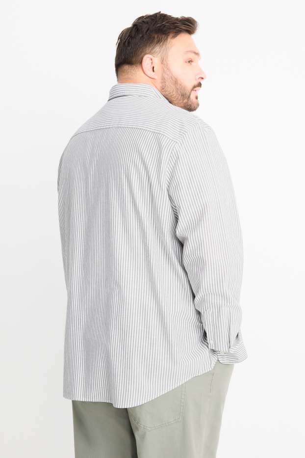Herren - Hemd - Regular Fit - Button-down - gestreift - grün / cremeweiss