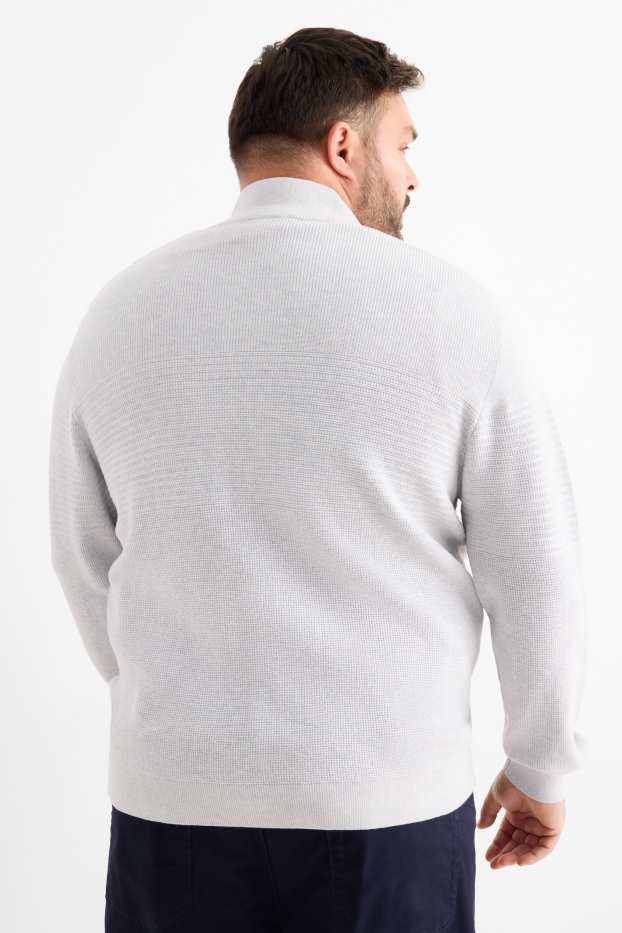 Hommes - Gilet de maille - côtelé - texturé - gris clair