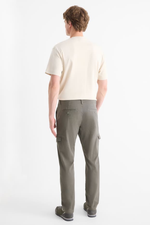 Bărbați - Pantaloni cargo - tapered fit - structurați - gri închis