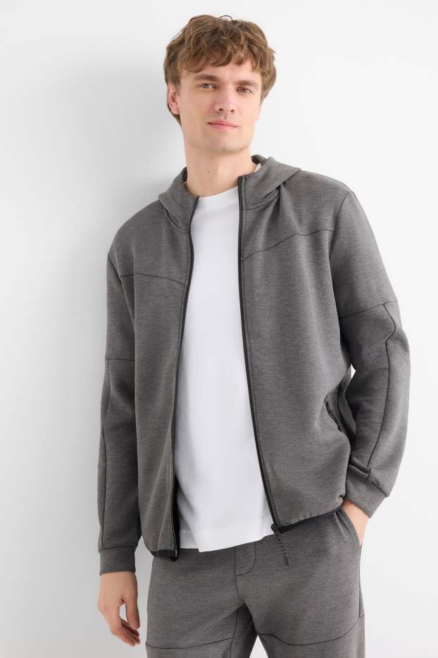 Heren - Sweatvest met capuchon - donkergrijs