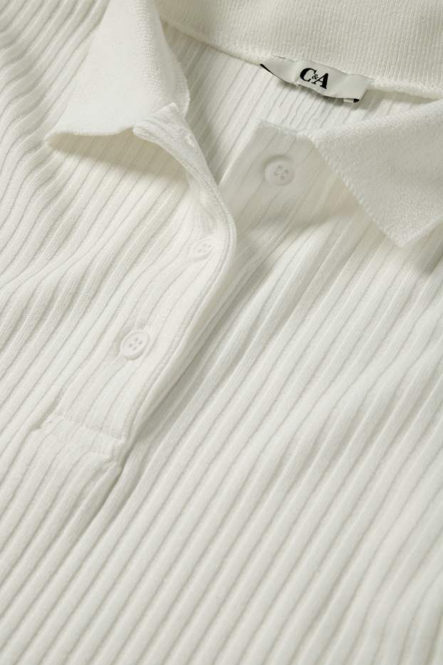 Dona - Polo - slim fit - acanalat - blanc