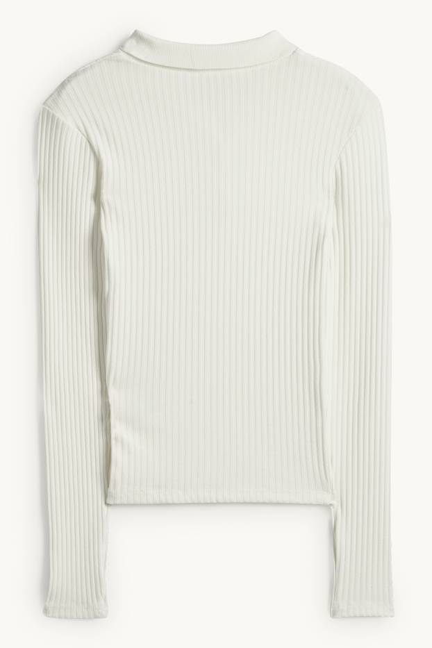 Dona - Polo - slim fit - acanalat - blanc