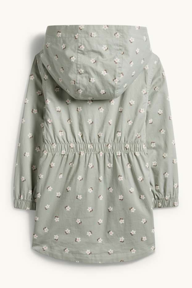 Kinder Mädchen - Blume - Parka mit Kapuze - mintgrün