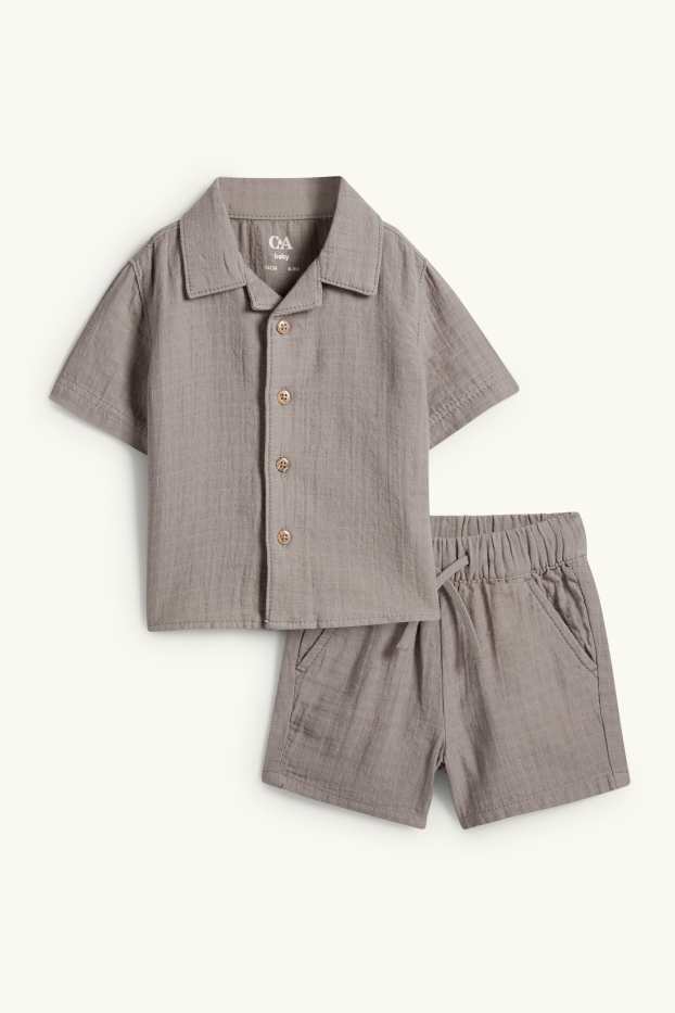 Bébés garçons - Tenue pour bébé - 2 pièces - finition texturée - gris