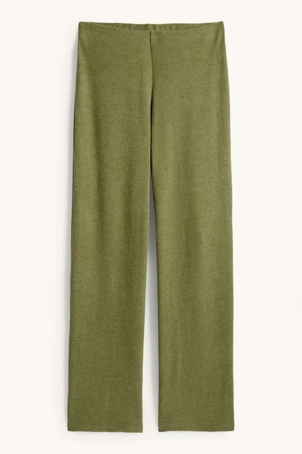 Damen - Straight Leggings - gerippt - grün