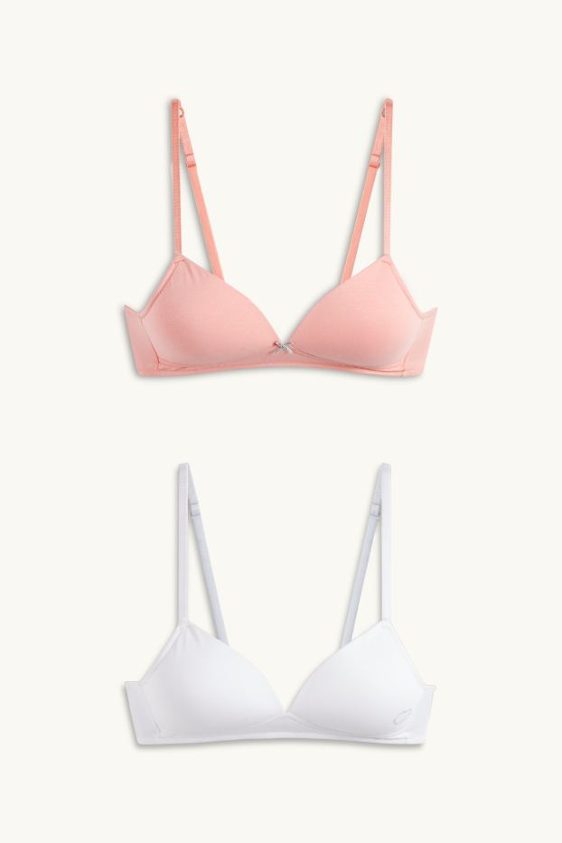 Kinder Mädchen - Multipack 2er - Herz - BH ohne Bügel - wattiert - coral