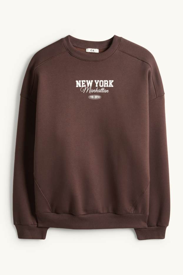 Femei - Bluză de molton supradimensionată - maro închis