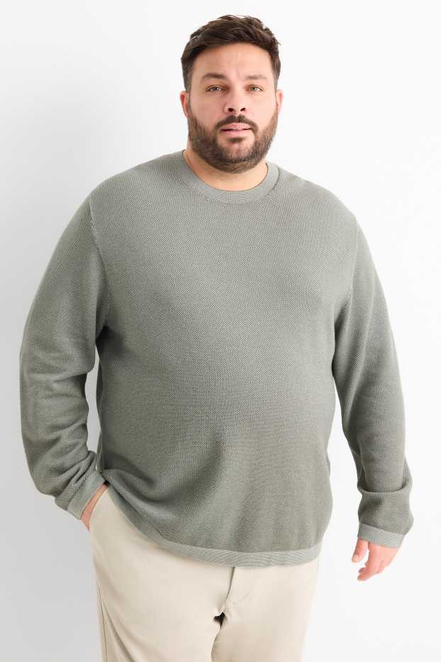 Pánské - Svetr - strukturovaný - šedá