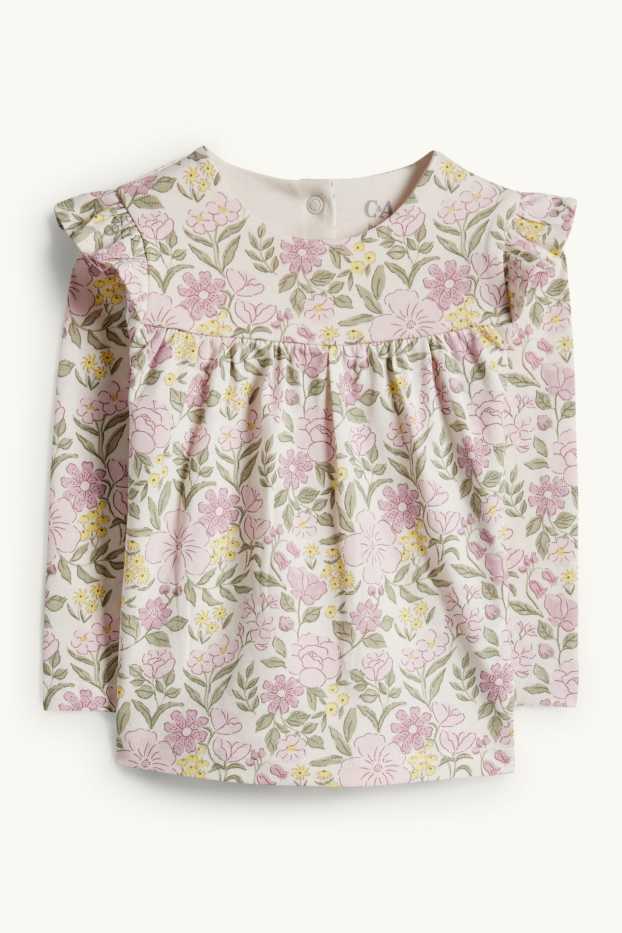 Bebeluși - fete - Floricele - compleu bebeluși - 3 piese - verde deschis