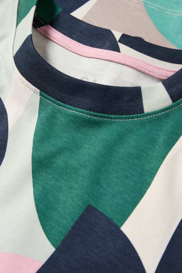 Dames - T-shirt - slim fit - met patroon - groen