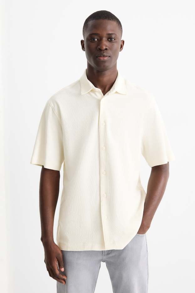 Home - Camisa - regular fit - Kent - texturada - blanc trencat