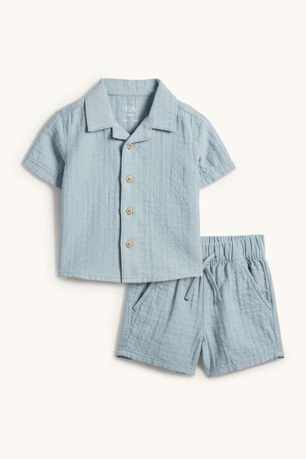 Bébés garçons - Tenue pour bébé - 2 pièces - finition texturée - bleu clair