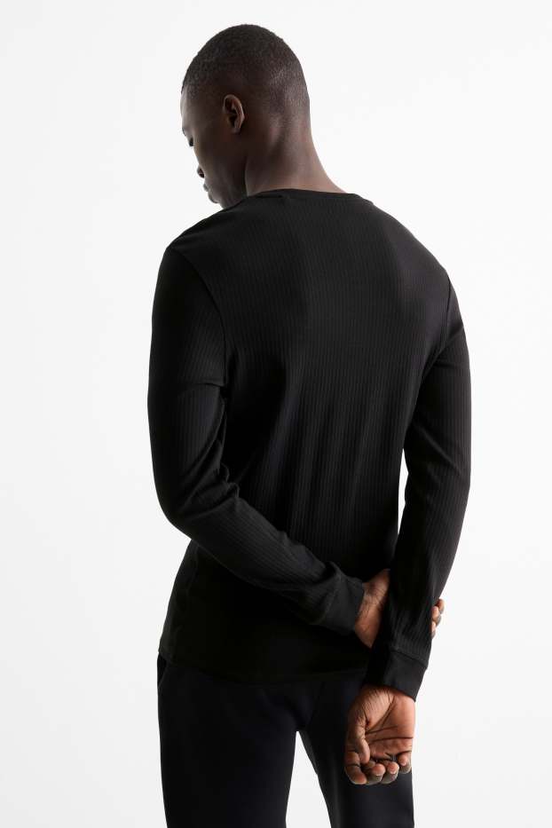 Uomo - Maglia intima - a coste - nero