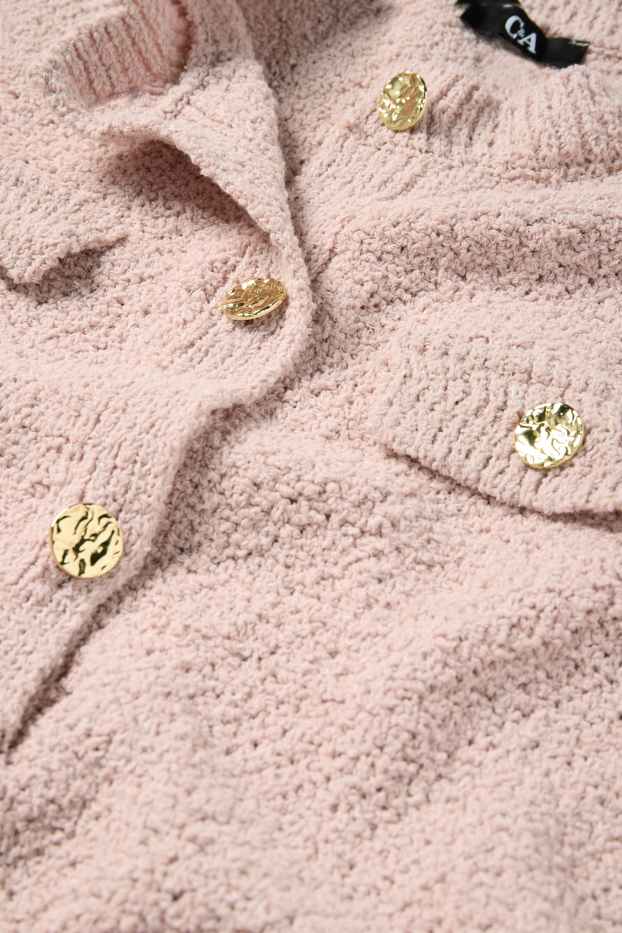 Kobiety - Kardigan z tkaniny bouclé - jasnoróżowy