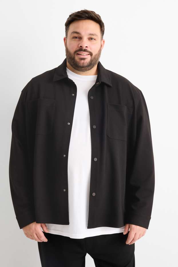 Hommes - Veste-chemise - relaxed fit - col kent - noir