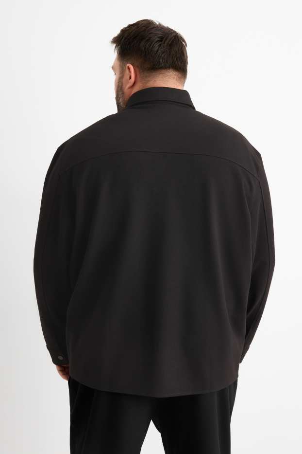 Hommes - Veste-chemise - relaxed fit - col kent - noir