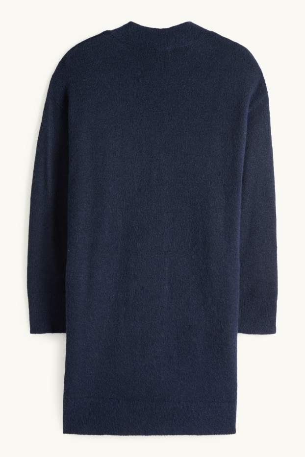 Dámské - Dlouhý pletený kardigan - tmavomodrá