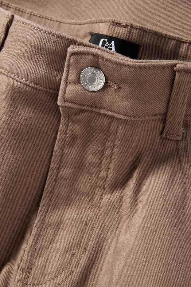 Femmes - Pantalon en toile - high waist - slim fit - marron