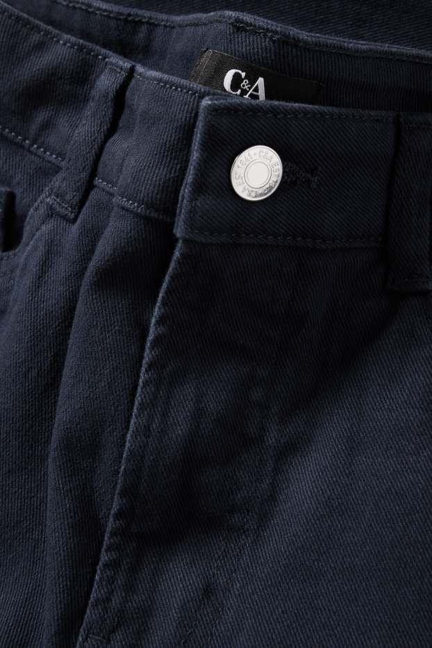 Femmes - Pantalon en toile - high waist - slim fit - bleu foncé