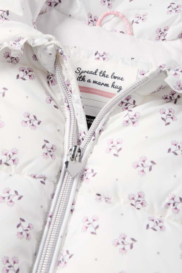 Neonate - Fiori - gilet trapuntato neonate - idrorepellente - bianco crema