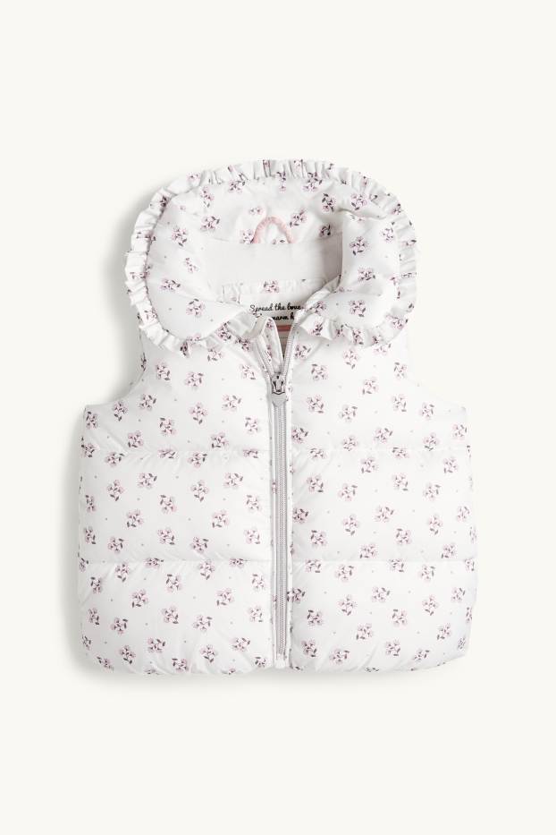 Neonate - Fiori - gilet trapuntato neonate - idrorepellente - bianco crema