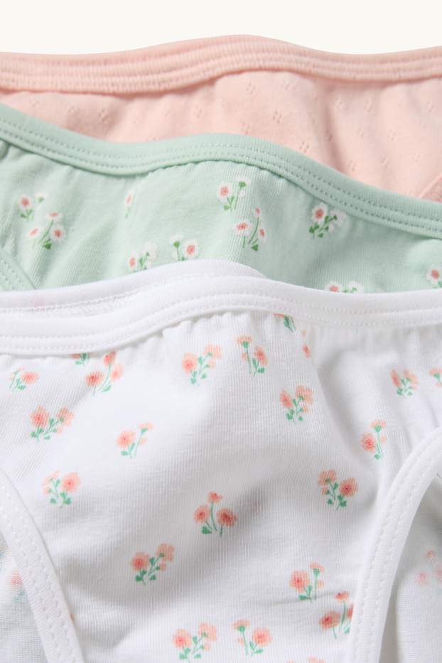 Enfants filles - Lot de 3 - fleurs - culottes - vert menthe
