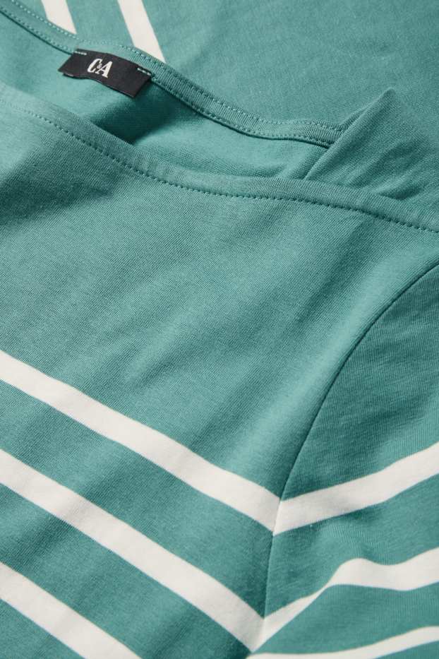 Women - Long sleeve top - regular fit - green / cremewhite