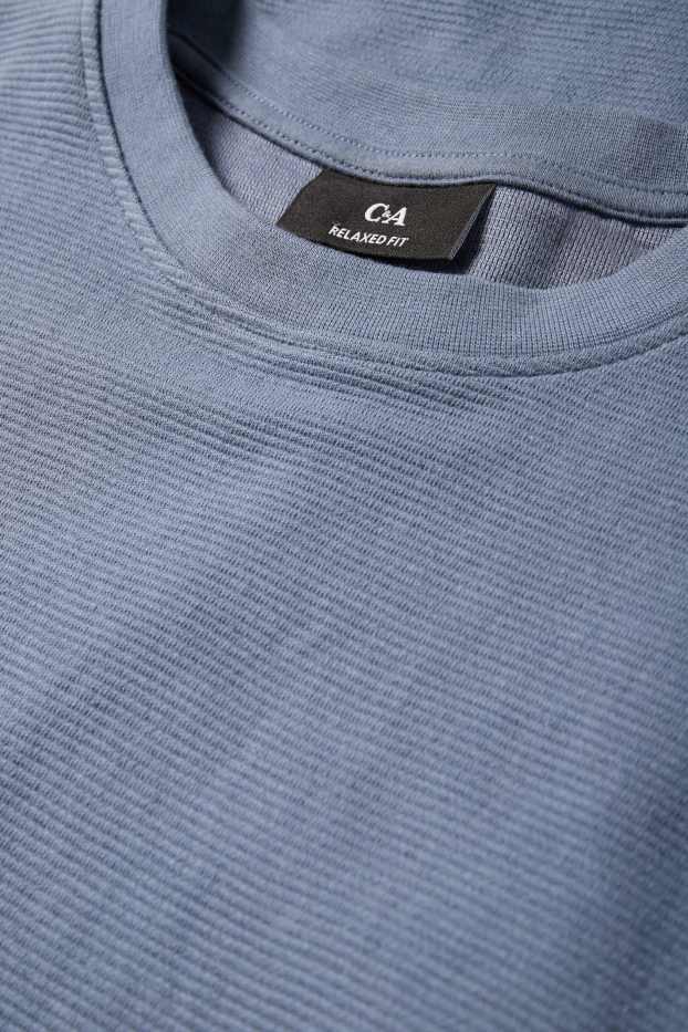 Men - T-shirt - relaxed fit - ribbed - dark blue