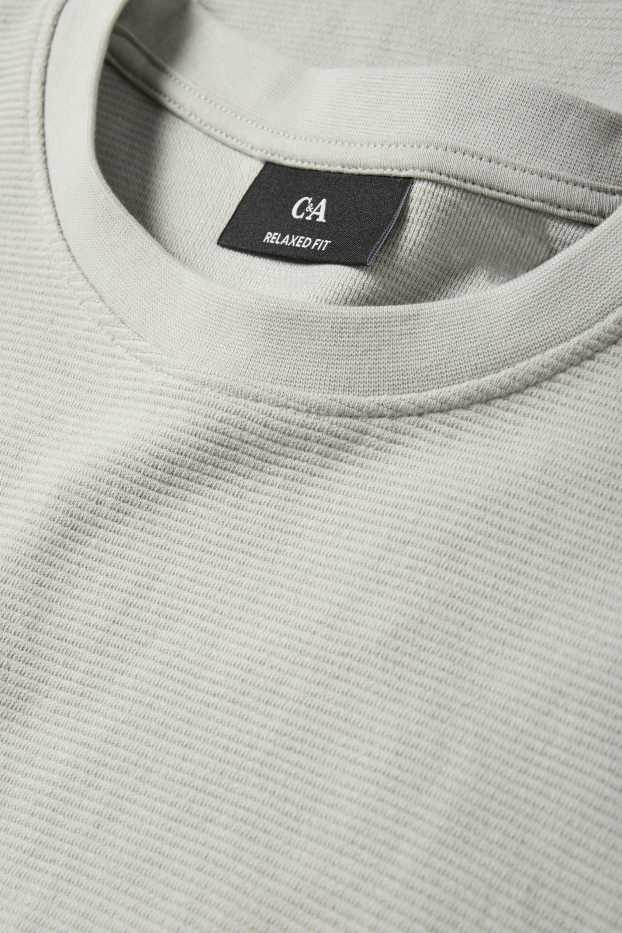 Hommes - T-shirt - relaxed fit - finition côtelée - gris clair