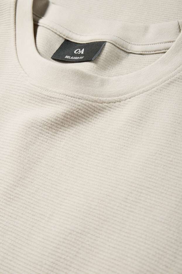 Bărbați - Tricou - relaxed fit - reiat - bej