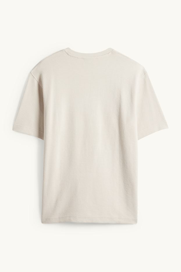 Bărbați - Tricou - relaxed fit - reiat - bej