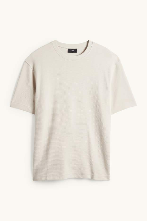 Bărbați - Tricou - relaxed fit - reiat - bej