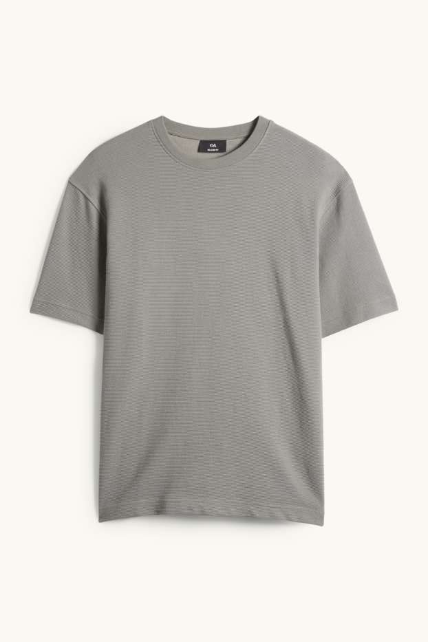 Men - T-shirt - relaxed fit - ribbed - gray