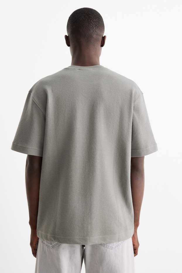 Men - T-shirt - relaxed fit - ribbed - gray