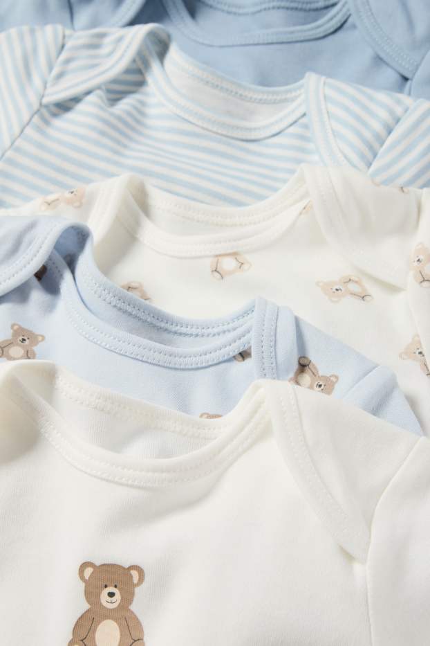 Baby Jungen - Multipack 5er - Teddybär - Baby-Body - hellblau