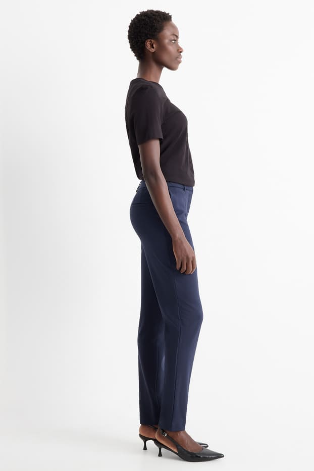 Femmes - Pantalon en jersey - high waist - tapered fit - bleu foncé