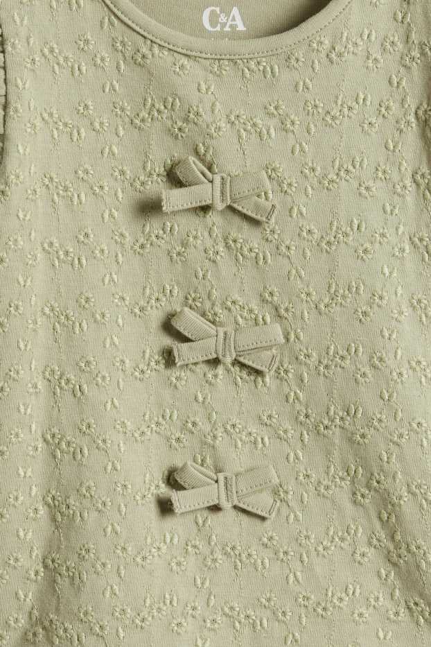 Baby Mädchen - Multipack 3er - Blümchen - Baby-Crochet-Kurzarmshirt - grün / rosa