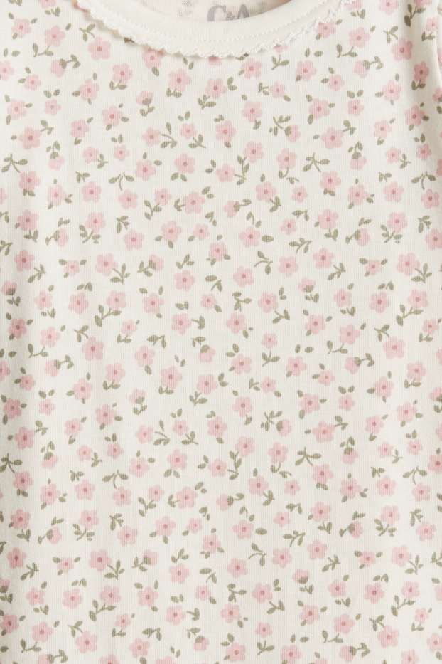 Baby Mädchen - Multipack 3er - Blümchen - Baby-Crochet-Kurzarmshirt - grün / rosa