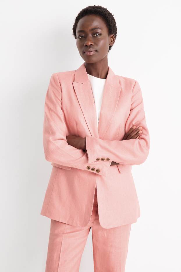 Mujer - Americana de oficina de lino - regular fit - rosa