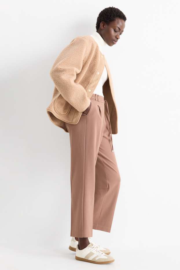 Damen - Stoffhose - High Waist - Tapered Fit - beige