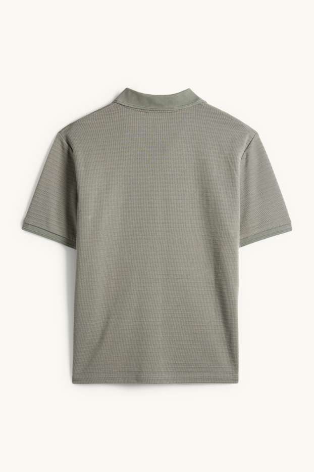 Pánské - Polokošile - regular fit - žebrovaná - zelená