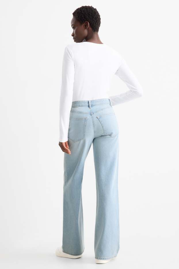 Femmes - Wide leg jean - high waist - jean bleu clair