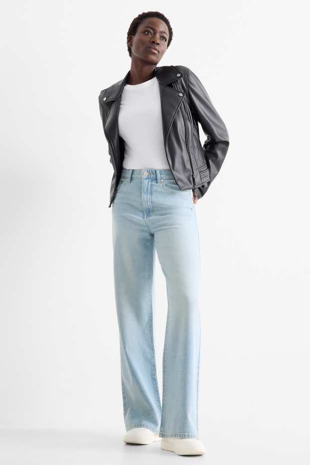 Femmes - Wide leg jean - high waist - jean bleu clair