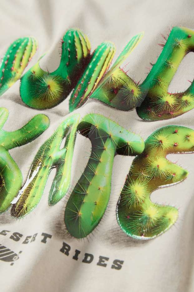 Children Boys - Skateboarder - short sleeve T-shirt - light beige