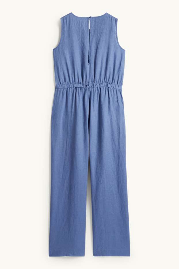 Children Girls - Linen jumpsuit - blue